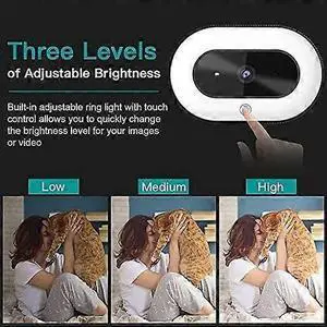 Ecocleanpath 1080P Webcam with Ring Light & Privacy Cover, Auto-Focus, for Online Learning (Black)