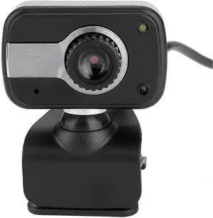 Ecocleanpath 360° HD Webcam with Built-in Mic & LED Light, USB Plug & Play PC Camera (Black)