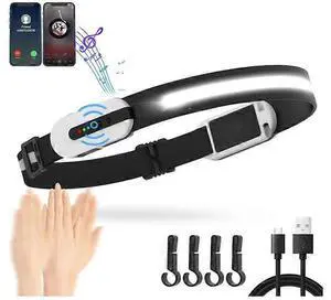 Ecocleanpath USB-C Rechargeable Headlamp with Motion Sensor & COB LED - 350 Lumen Floodlight for Hands-Free Work