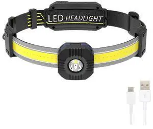 Ecocleanpath Rechargeable 5000 Lumen Headlamp, 230 Wide Beam COB LED Head Torch with Tail Light, 7 Modes Waterproof