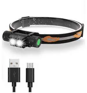 Ecocleanpath 4000 Lumen Rechargeable LED Headlamp, 6 Modes 180° Adjustable Hands-Free Head Torch, IPX6 Waterproof Black