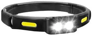 Ecocleanpath Rechargeable LED Headlamp with Wave Sensor, Waterproof Super Bright COB Light for Running, Camping, Hiking (Black)