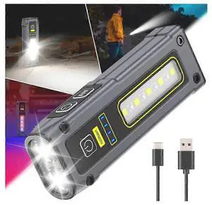 Ecocleanpath Rechargeable Super Bright LED Torch with COB Sidelight & Power Bank, 7 Modes for Camping, Car Repair, Emergency (Black)