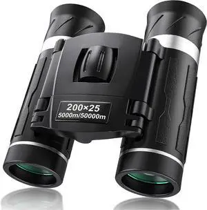Ecocleanpath 200x25 Compact Binoculars, High Power Waterproof Mini for Adults & Kids, Travel & Bird Watching (Black)