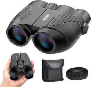 Ecocleanpath 20x25 Compact Binoculars with Low Light Vision, Easy Focus for Travel & Birding (Black)