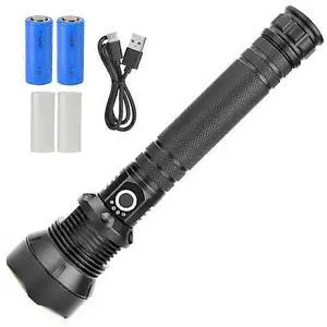 Ecocleanpath OMAIGHT 150,000 Lumen LED Flashlight, IPX7 Waterproof, 5 Modes, 10000mAh, Black