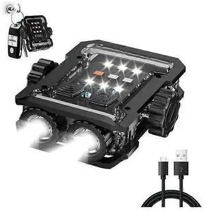 Ecocleanpath Rechargeable Magnetic Keychain Flashlight, 3 Light Modes, IPX4 Waterproof, Super Bright LED Mini Torch (Black)