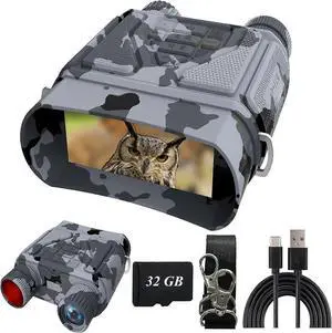 Ecocleanpath 8X Zoom Night Vision Goggles with 4000mAh Battery, 300m Range & 32GB Card - Gray