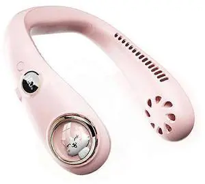 Ecocleanpath Portable Neck Fan with 3 Speeds & LED Display, 360° Cooling for Outdoor Travel & Indoor Use, Pink