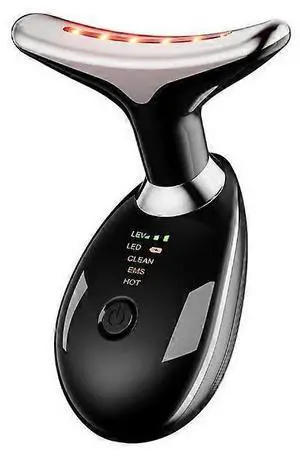 Ecocleanpath Triple Action LED Heat Facial Massager for Anti-Wrinkle & Double Chin Reduction, Black