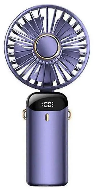 Ecocleanpath Purple Mini Handheld Fan, 90° Adjustable, 5 Speeds & Phone Holder for Home Office Travel