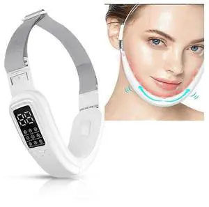 Ecocleanpath Electric Double Chin Reducer & Face Lift Device - 8 Modes, 15 Levels, USB Rechargeable (White)