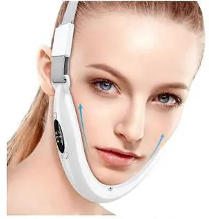 Ecocleanpath White V-Face Massager: Micro-Current Facial Lifting, Red/Blue Light Therapy for Slimming & Anti-Aging