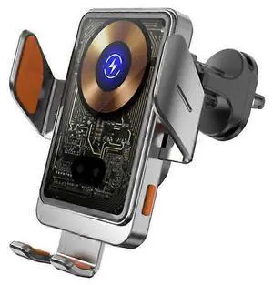 Ecocleanpath 15W Qi Fast Wireless Car Charger Phone Mount, Auto Sensor Clamping & 360° Rotation (Black)