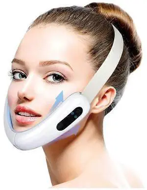 Ecocleanpath White Electric V Face Massager - Microcurrent & Vibration Lifting, Double Chin Removal & Skin Tightening