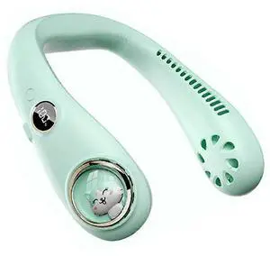 Ecocleanpath Green Neck Fan with 3 Speeds & LED Display, 360° Cooling for Outdoor Travel & Indoor Use