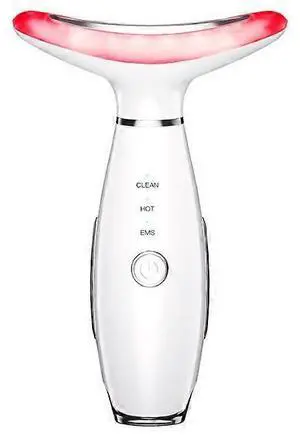 Ecocleanpath 3-in-1 LED Thermal Vibration Face & Neck Massager | Anti-Wrinkle Skin Care Tool (White)