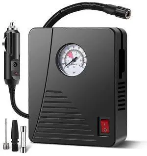 Ecocleanpath 100PSI Portable Tire Inflator Air Compressor for Car, Motorcycle - Fast Inflation, LED Light, Black