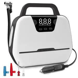 Ecocleanpath Portable Tire Inflator 12V Air Compressor, 150PSI Auto Pump with Digital Display & LED Light for Car, Bike, Ball
