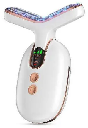 Ecocleanpath White Microcurrent Facial Device: 5-in-1 Face & Neck Massager for Sculpting, Double Chin Reduction