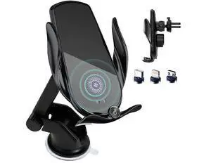 Ecocleanpath 15W Auto Clamping Wireless Car Charger & Phone Mount for iPhone 15-11, Black