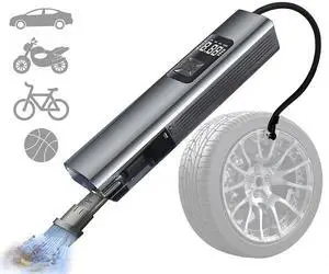 Ecocleanpath Rechargeable Tire Inflator & Car Vacuum, 150 PSI Portable Air Compressor with LED Light & Auto-Off