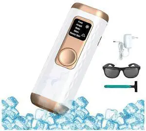 Ecocleanpath IPL Laser Hair Removal Device with Ice Cooling - 5 Energy Levels, Painless At-Home Hair Removal (White)