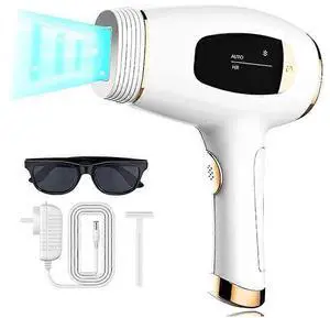 Ecocleanpath White IPL Laser Hair Remover for Women & Men - Painless Permanent Hair Removal for Face, Body, Bikini Line