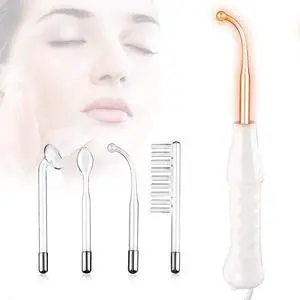 Ecocleanpath 4-in-1 High Frequency Facial Massager - Anti-Acne & Skin Firming Portable Wand, White