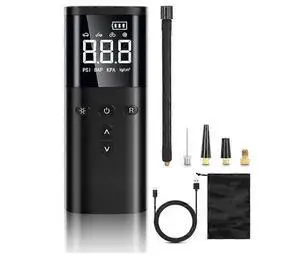 Ecocleanpath 150PSI Cordless Tire Inflator with LED Light & Power Bank, Portable Air Compressor for Car, Bike, Motorcycle, Ball (Black)