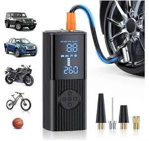 Ecocleanpath 180PSI Portable Tire Inflator with 20000mAh Battery, LCD Display, 3X Fast Inflation (Black)
