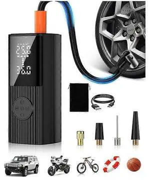 Ecocleanpath Wireless Portable Tire Inflator Pump, 150 PSI Fast Air Compressor for Car Bike Ball with Auto Shut-Off & Power Bank (Black)