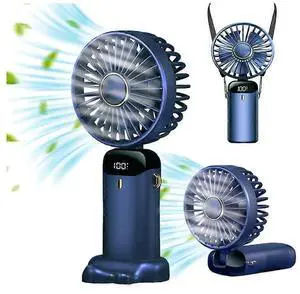 Ecocleanpath FS04024 Portable Mini Fan, 5000mAh 24H Runtime, 5 Speeds, Digital Display, Neck/Handheld/Desk Use