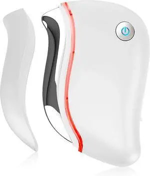 Ecocleanpath White 4-in-1 Electric Gua Sha Tool with Heat, Vibration & Red Light Therapy for Face & Neck