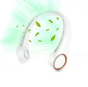 Ecocleanpath White Portable Neck Fan, 4000mAh USB Rechargeable, 3-Speed Hands-Free Bladeless Cooling