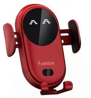 Ecocleanpath 15W Qi Fast Wireless Car Charger Mount, Auto Clamping Phone Holder for iPhone & Samsung (Red)