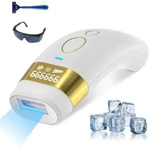 Ecocleanpath IPL Laser Hair Removal Device with Ice Cooling, 999,999 Flashes & 5 Levels for Painless At-Home Use