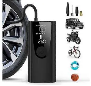 Ecocleanpath Portable Air Compressor for Car Tires, 120 PSI Digital Pump with Auto Shut-Off & Quiet Motor (Black)