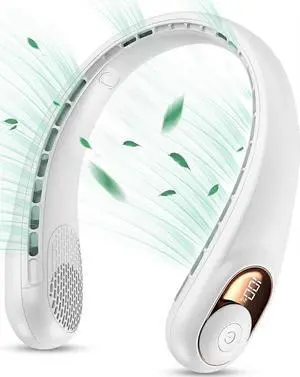 Ecocleanpath Upgraded Bladeless Neck Fan, 360° Airflow, Ultra Quiet, 3 Speeds, 4000mAh Battery - White Ecocleanpath Upgraded Bladeless Neck Fan, 360° Airflow, Ultra Quiet, 3 Speeds, 4000mAh Battery - White