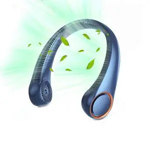 Ecocleanpath Portable Neck Fan with 4000mAh Battery, 3 Speeds, 360° Cooling, Ultra-Quiet Hands-Free Design (Blue)