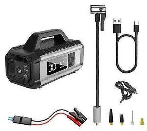 Ecocleanpath QB05 Portable Air Compressor: Tire Inflator for Car, Bike, Ball & Power Bank (Grey)