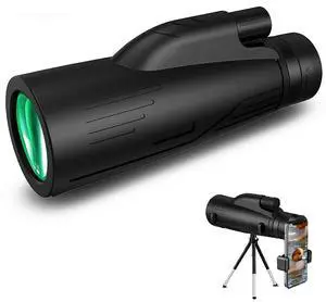 Ecocleanpath HD Monocular Telescope with Tripod & Phone Mount - BAK4 Prism for Adults & Kids (Black)