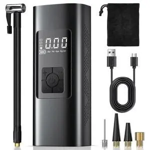 Ecocleanpath 150PSI Cordless Tire Inflator, Portable Air Compressor for Car Bike Motorcycle Ball - 6000mAh Battery, Auto Stop, LED Light