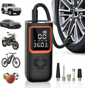 Ecocleanpath Portable Tire Inflator 150PSI, 6000mAh Cordless Air Compressor with LED Light & Pressure Gauge, 2X Faster Inflation