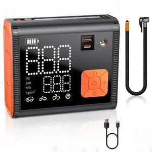 Ecocleanpath 150 PSI Portable Tire Inflator, 3X Faster Dual Cylinder Air Compressor for Car, Motorcycle, Bike & Balls