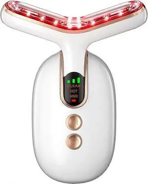 Ecocleanpath White Facial Massager with Vibration & Heat - 5-in-1 Neck & Face Contouring Tool for Double Chin