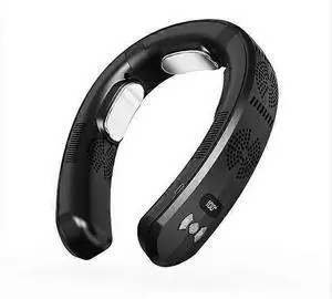 Ecocleanpath 6000mAh Neck Fan with 5 Turbo & 3 Cool Plates - 26H Battery, 250% Wind Boost, Black