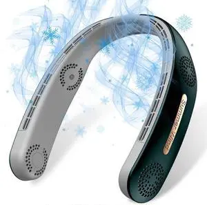 Ecocleanpath Neck Fan 4 Turbo 4000mAh, 360° Cooling, 3 Speeds, USB Rechargeable for Outdoor & Office - Green