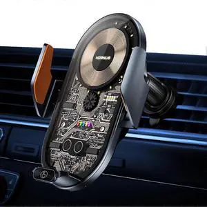 Ecocleanpath 15W Fast Wireless Car Charger & Phone Holder, Auto Clamp for iPhone 15-11 & Samsung Galaxy (Black)