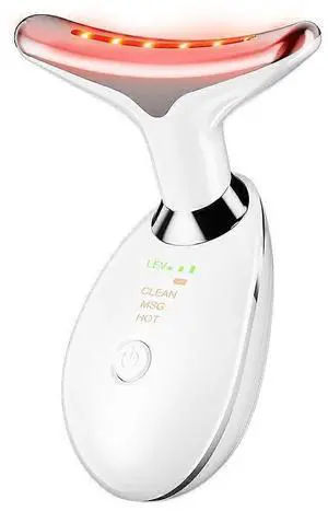 Ecocleanpath White Face Massager for Double Chin Reduction, 3 Color Modes & Vibration Therapy